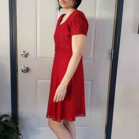 90s Red Party‎ Dress - Picture 2 of 4